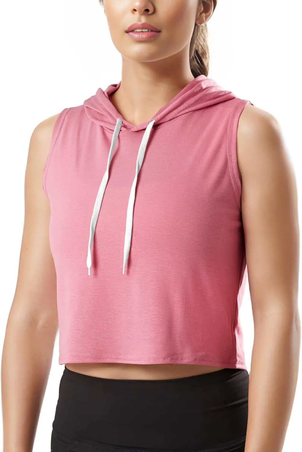 GIVON Womens Actvicewear Sleeveless Hoodie Crop Tank Tops Workout Sweatshirt