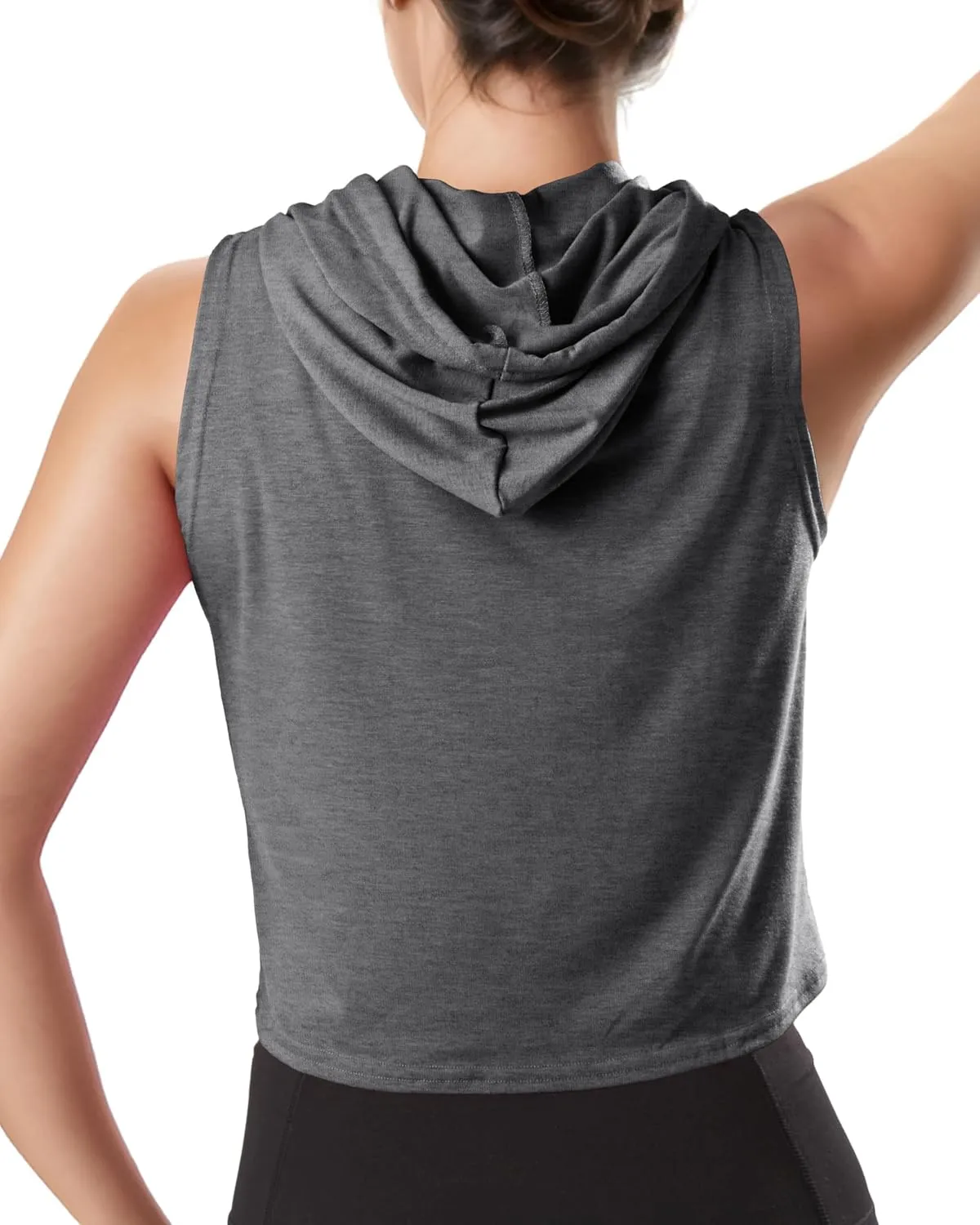 GIVON Womens Actvicewear Sleeveless Hoodie Crop Tank Tops Workout Sweatshirt