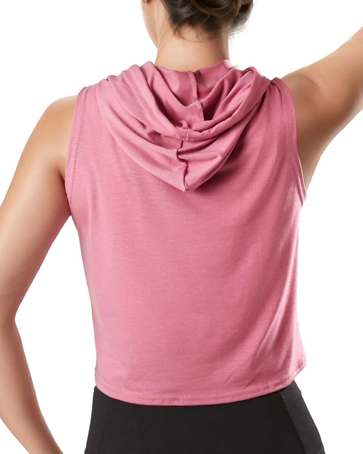 GIVON Womens Actvicewear Sleeveless Hoodie Crop Tank Tops Workout Sweatshirt