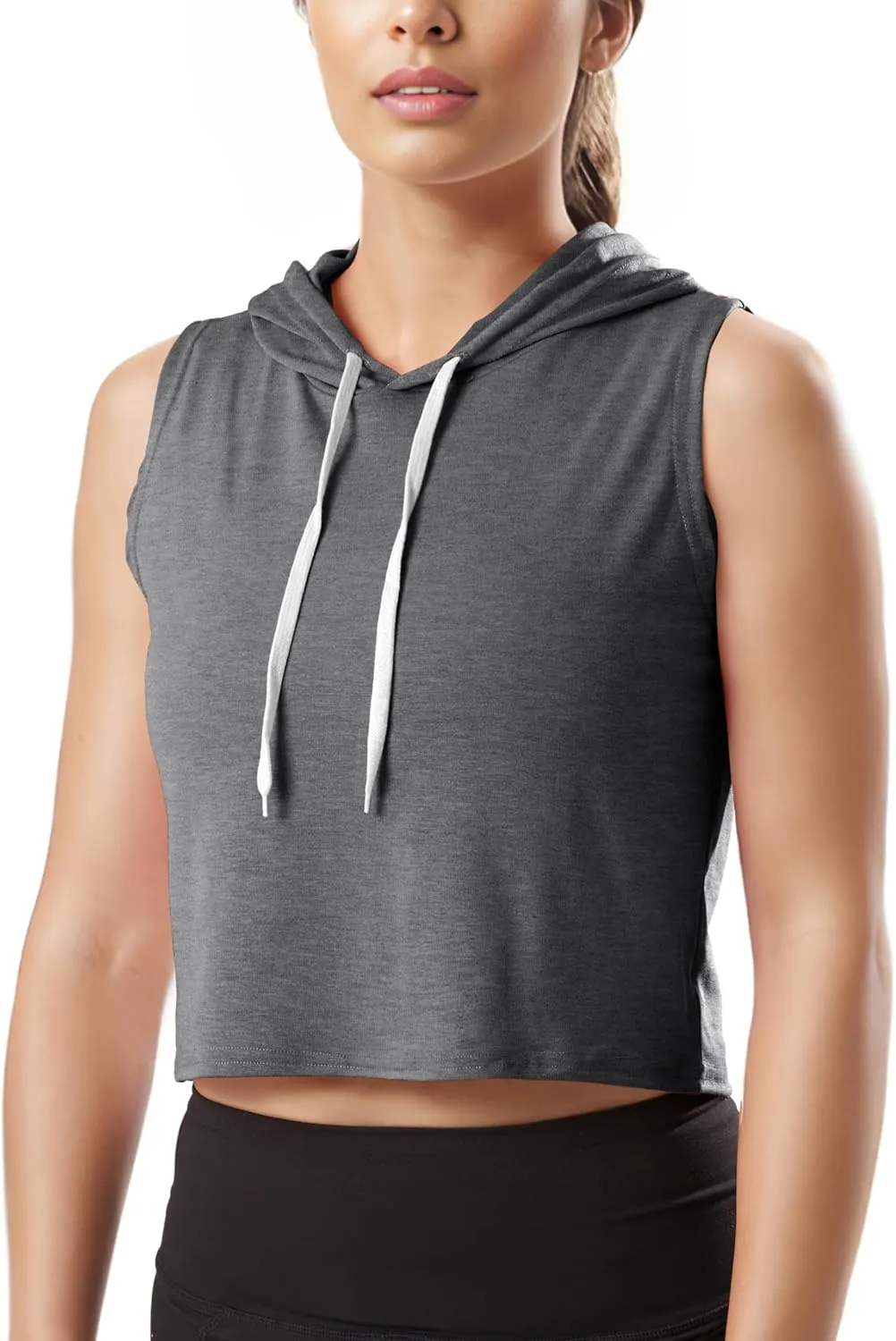GIVON Womens Actvicewear Sleeveless Hoodie Crop Tank Tops Workout Sweatshirt