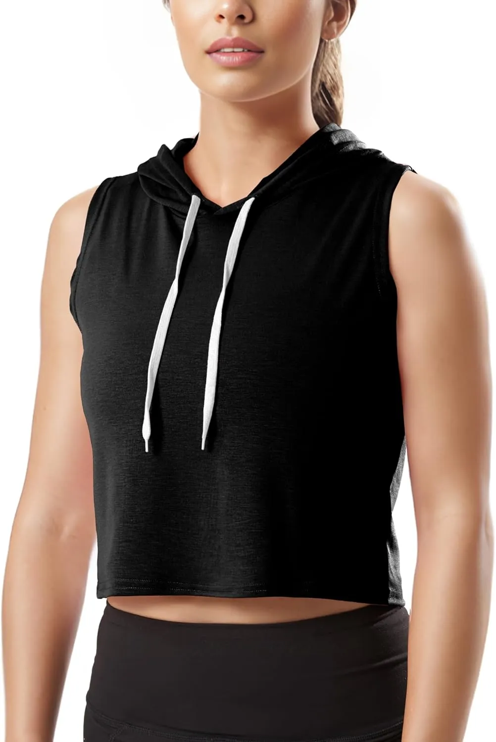 GIVON Womens Actvicewear Sleeveless Hoodie Crop Tank Tops Workout Sweatshirt