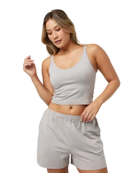 Halo Performance Crop Top in Soft Pewter Heather