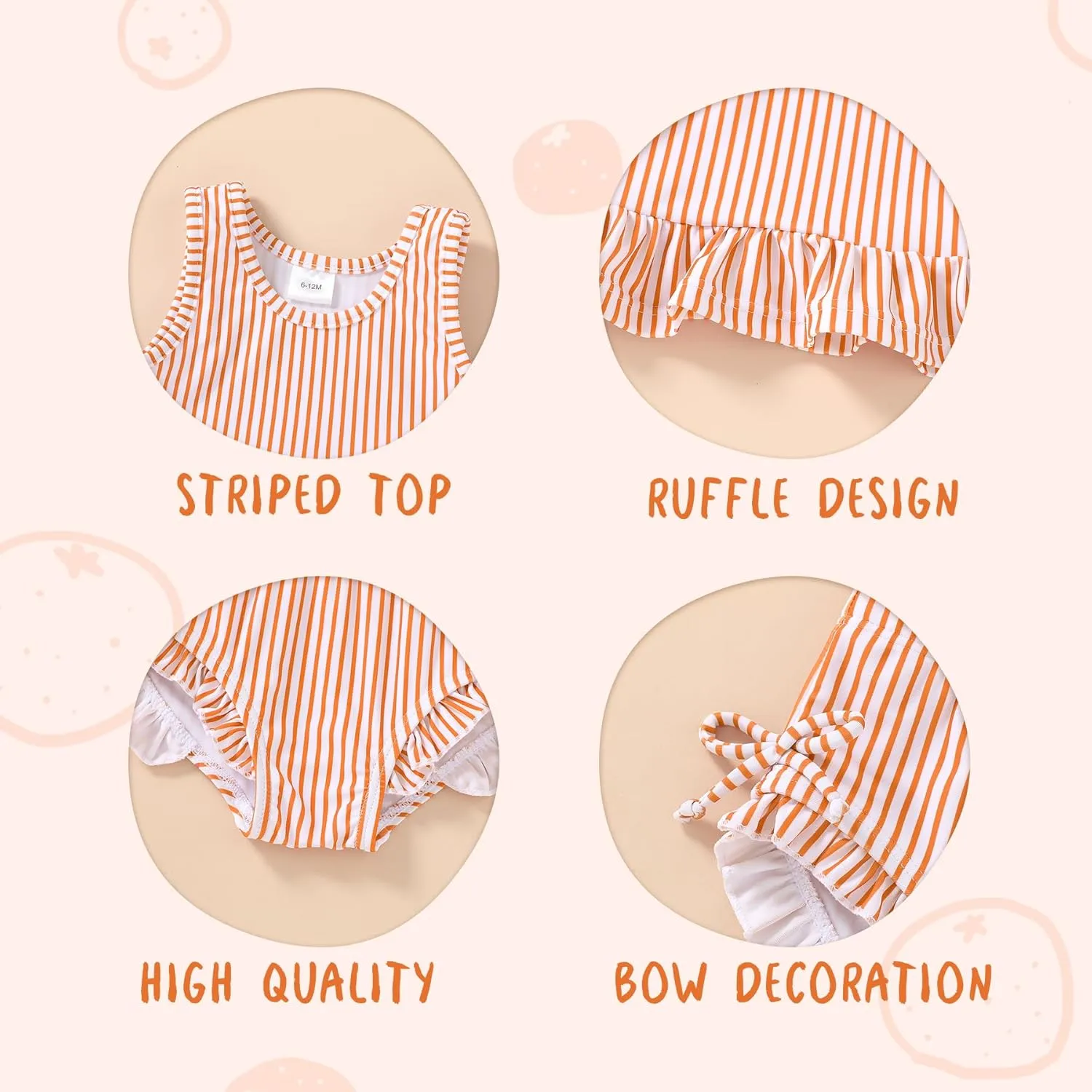 HAPPYMA Baby Swimsuit Toddler Girl Bathing Suit Summer Stripe Bikini Set Beach Two Piece Swim Wear