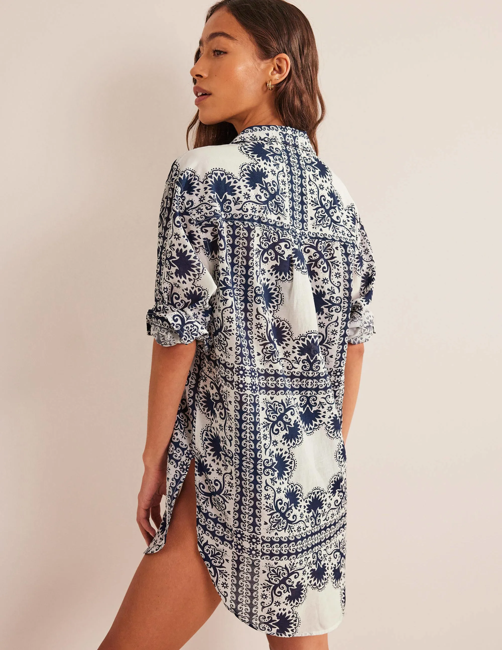 Holiday Longerline Shirt-Ivory, Tapestry Geo