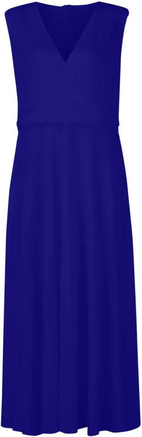 HXHYQKP Dresses for Women 2025 A Line Swing Dress Wrap V Neck Sleeveless Maxi Dress Trendy Floral Print Flowy Beach Dress