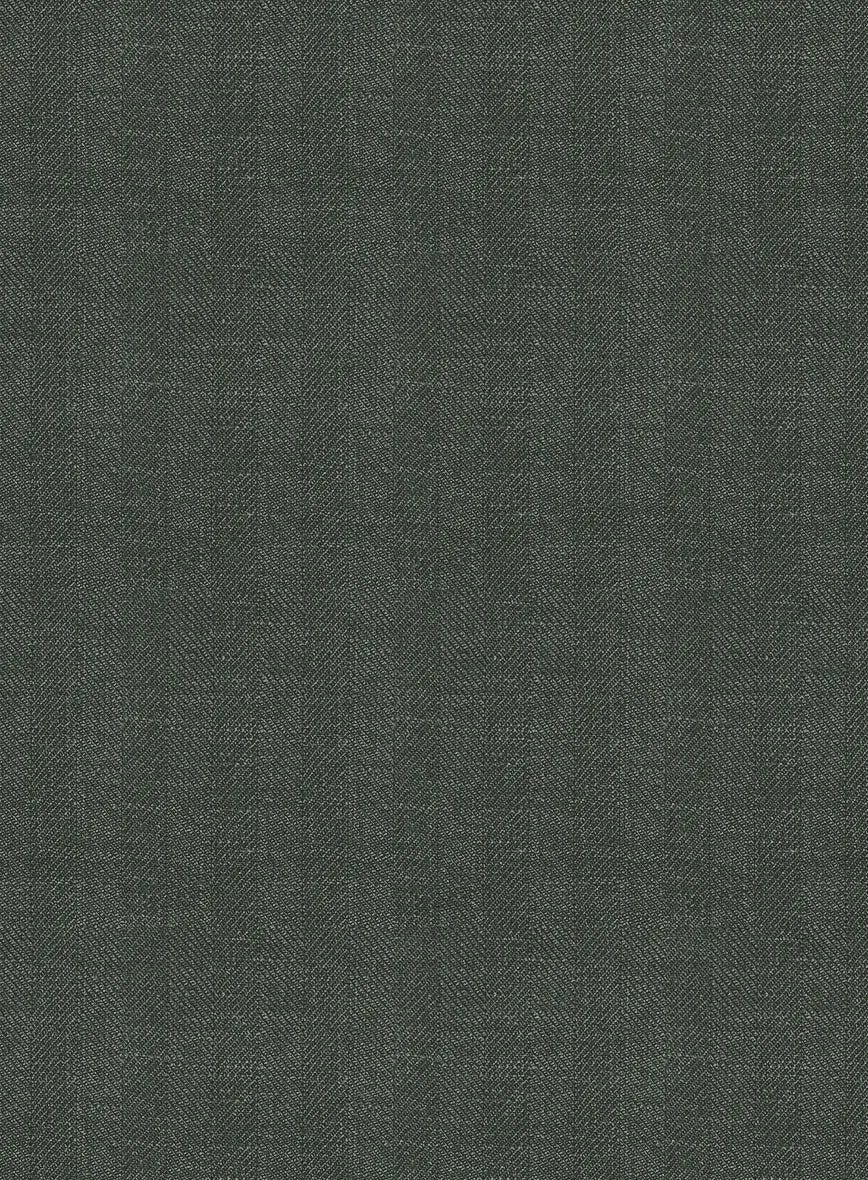 Italian Prato Olive Green Herringbone Linen Suit