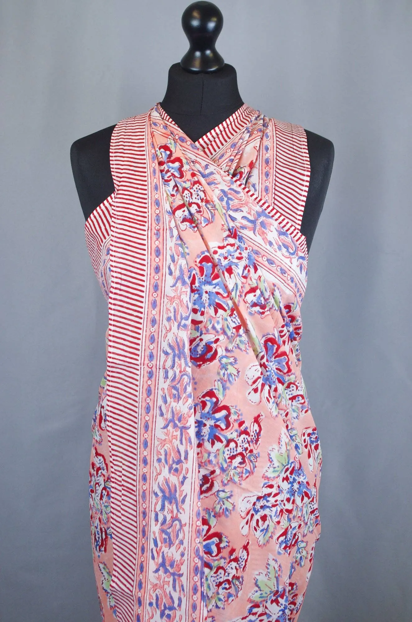 Kanthor Decor Beach Coverup Sarong Pareo - Coral Pink Floral
