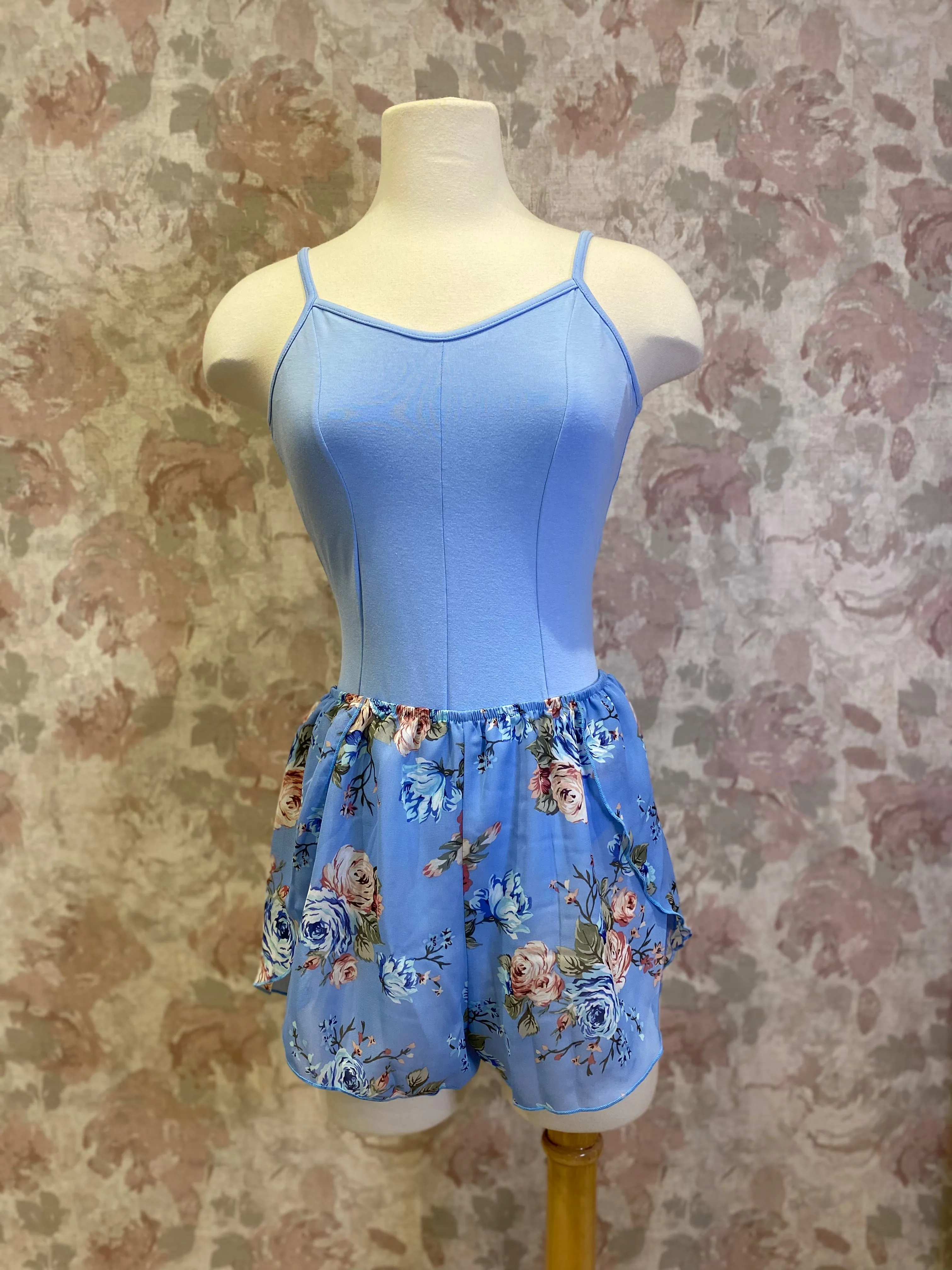 Ladies Light Blue Floral Print Shorts