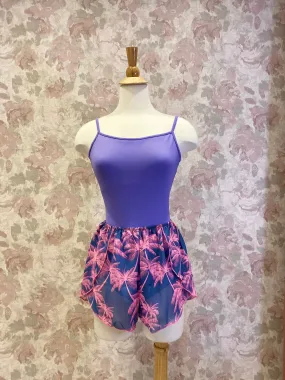 Ladies Neon Pink & Gray Palms Print Shorts