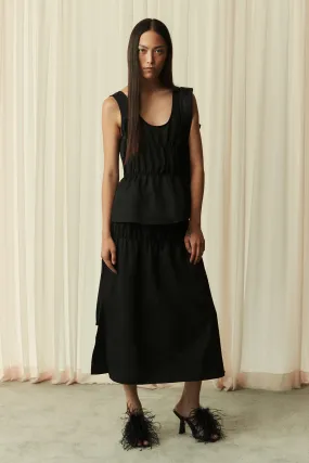 Lightweight ruched midi skirt