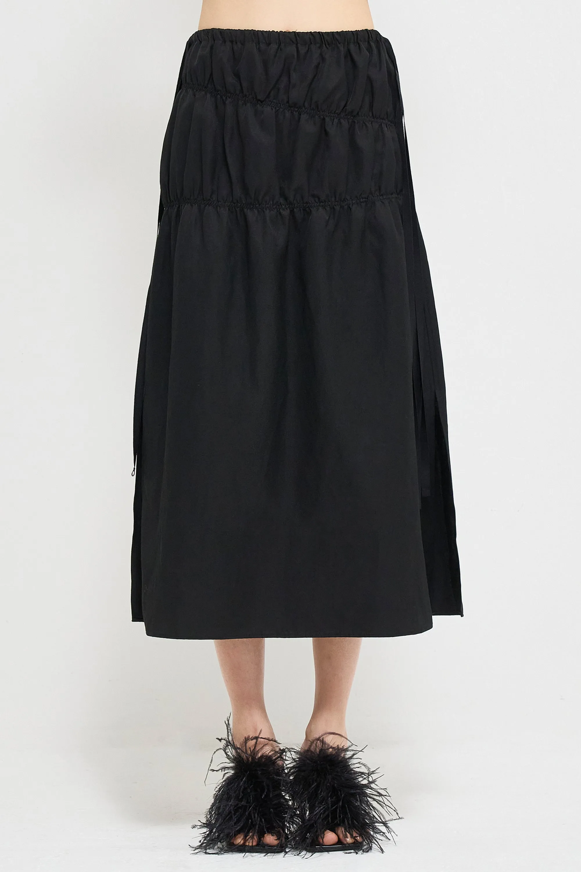 Lightweight ruched midi skirt
