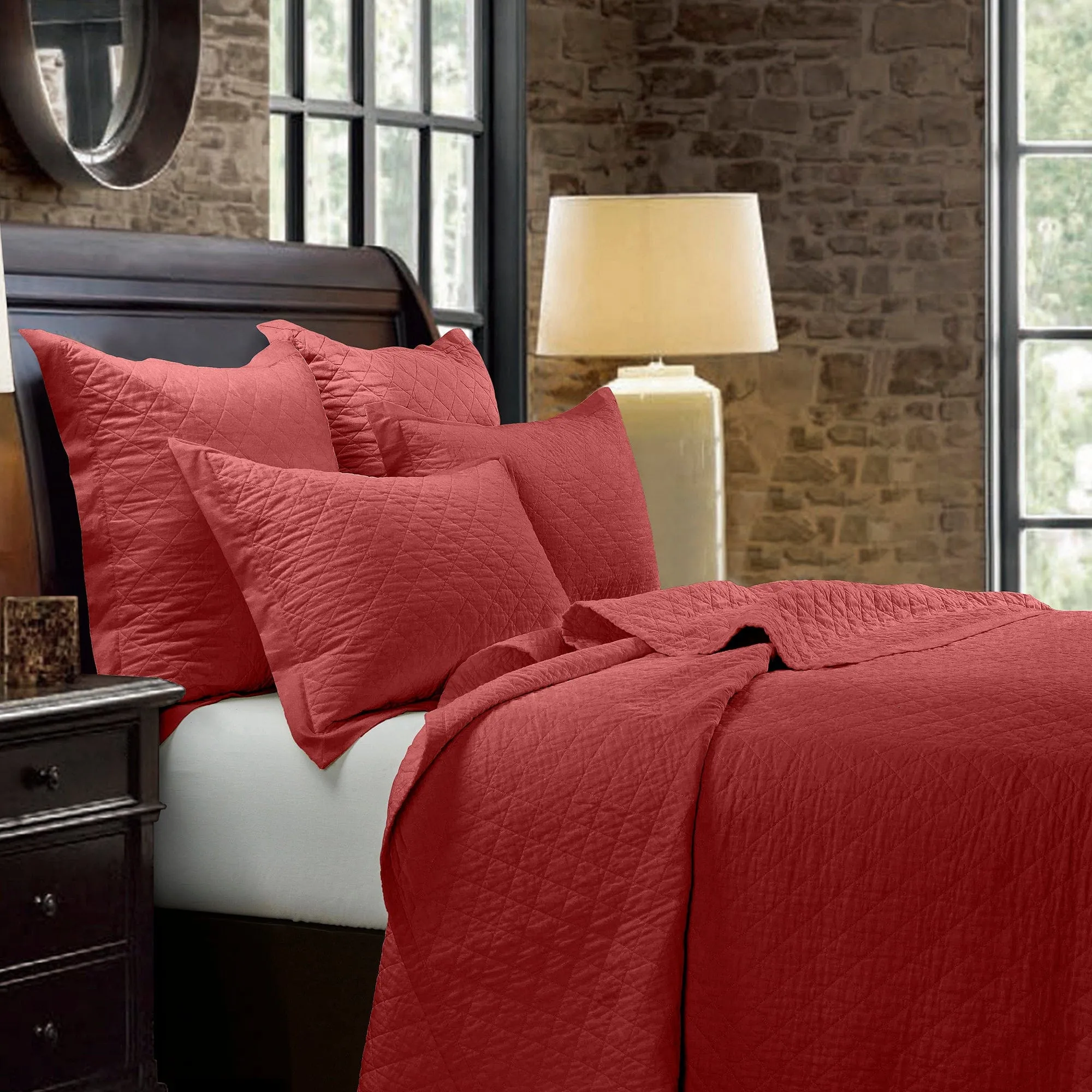 Linen Cotton Diamond Quilt, Full/Queen, 4 Colors
