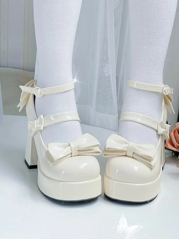 Lolita original bowknot thick heel high heels
