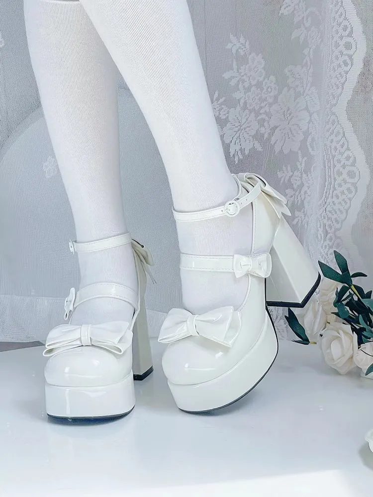 Lolita original bowknot thick heel high heels