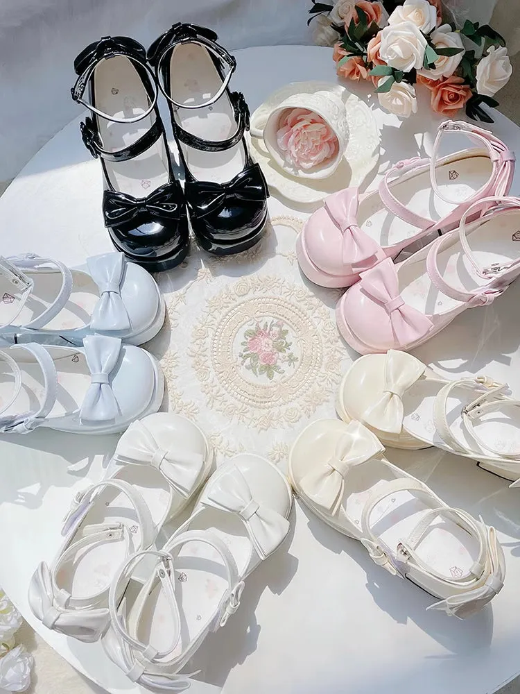 Lolita original bowknot thick heel high heels