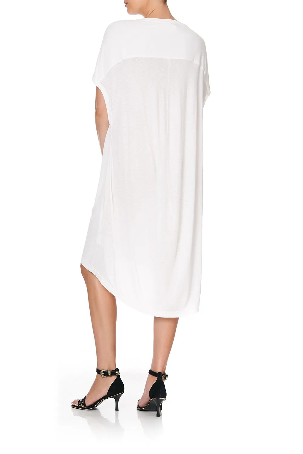 LONG SCOOP BACK HEM T-SHIRT SILVER LININGS