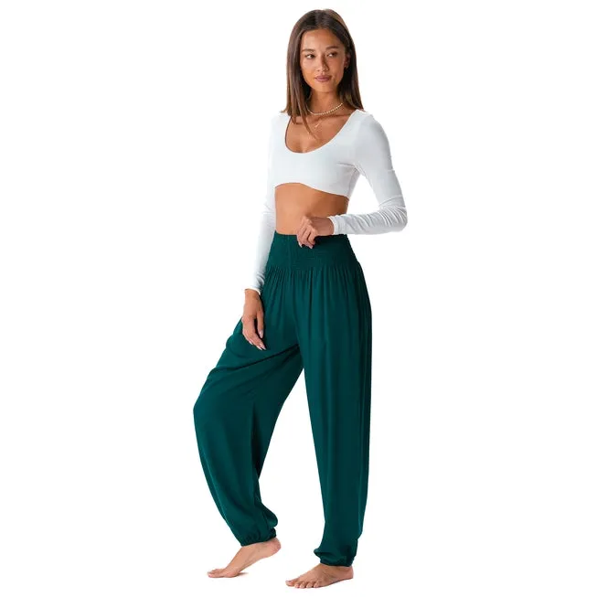 Lotus and Luna Rayon Harem Pants with Pockets - Rainforest