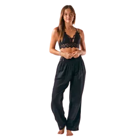 Lotus and Luna Wide Leg Cotton Pants - Black