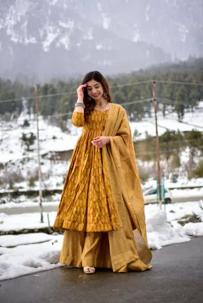 Maslin Dream: All-Over Pumpkin Kurta Palazzo Set with Heavy Digital Print