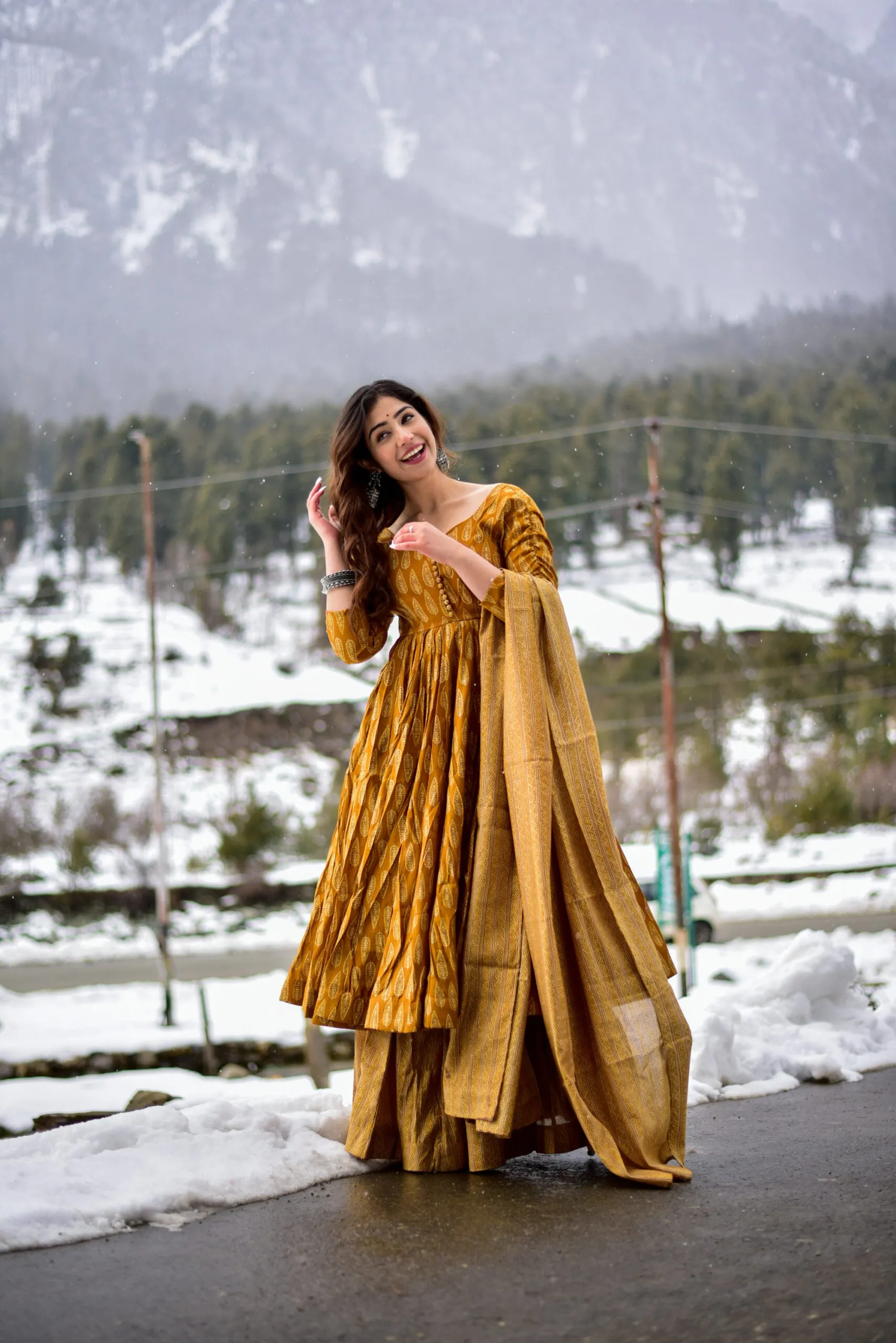 Maslin Dream: All-Over Pumpkin Kurta Palazzo Set with Heavy Digital Print