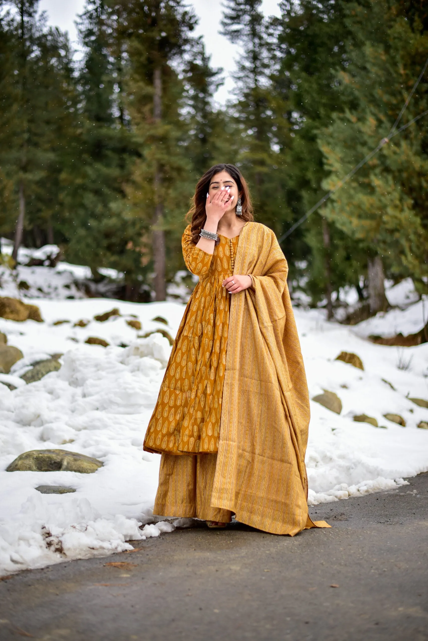 Maslin Dream: All-Over Pumpkin Kurta Palazzo Set with Heavy Digital Print