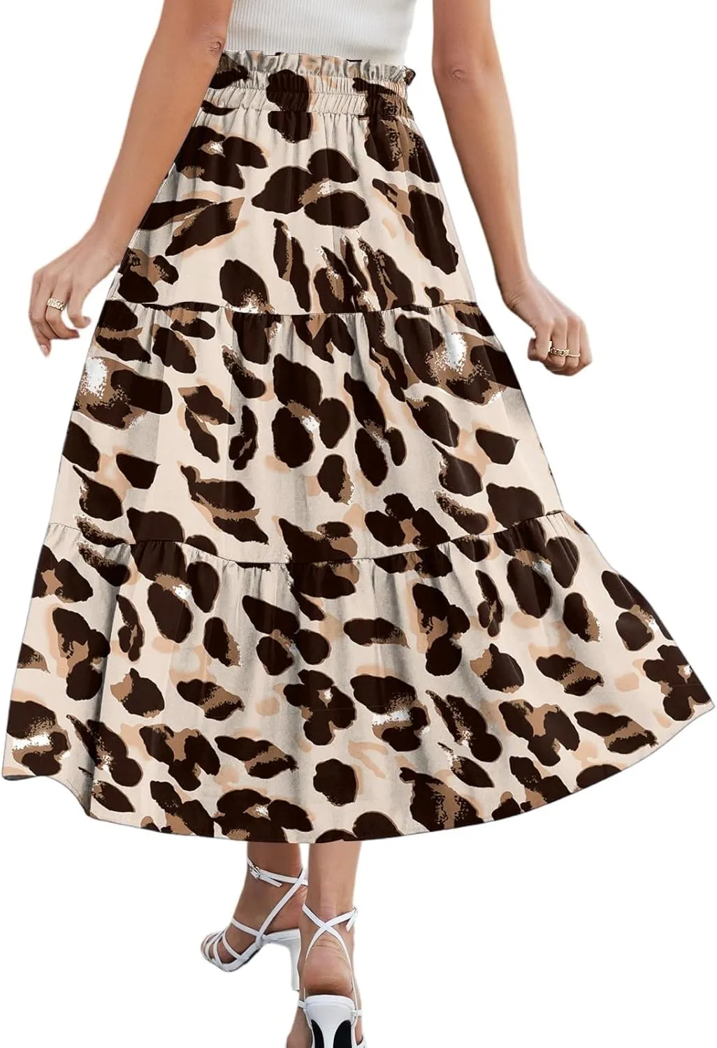 Maxi Skirts for Women Loose Casual Trendy Floral Print Elastic Waist Lightweight Hawaiian Flowy Skirt, S-2XL