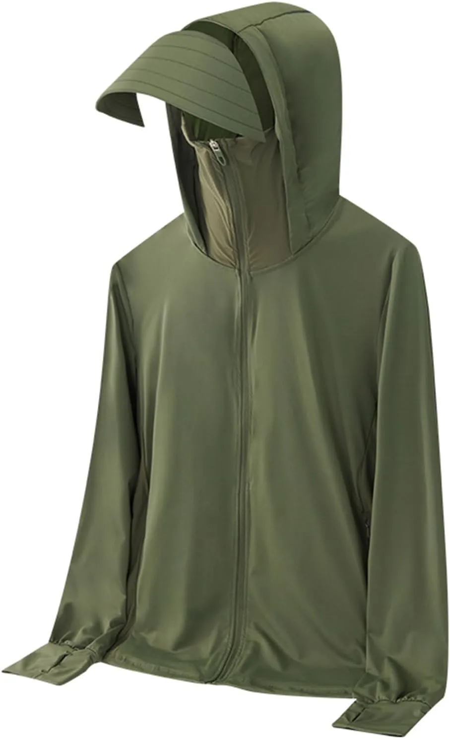 Men Women Upf 50  Sun Protection Hoodie Jacket Full Zip Up Lightweight Coat Long Sleeve Shirts Outdoor Hiking Fishing
