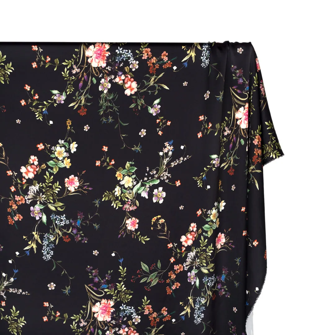 Nocturnal Blossom Poly Satin - Black/Multi