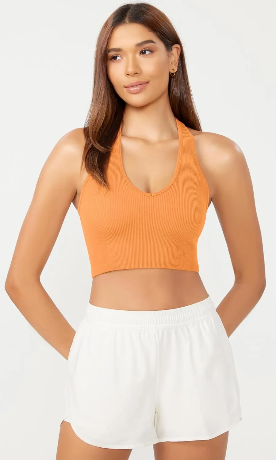 ODODOS 3-Pack Seamless Racerback Crop Tank for Women Ribbed Knit Soft Crop Tops