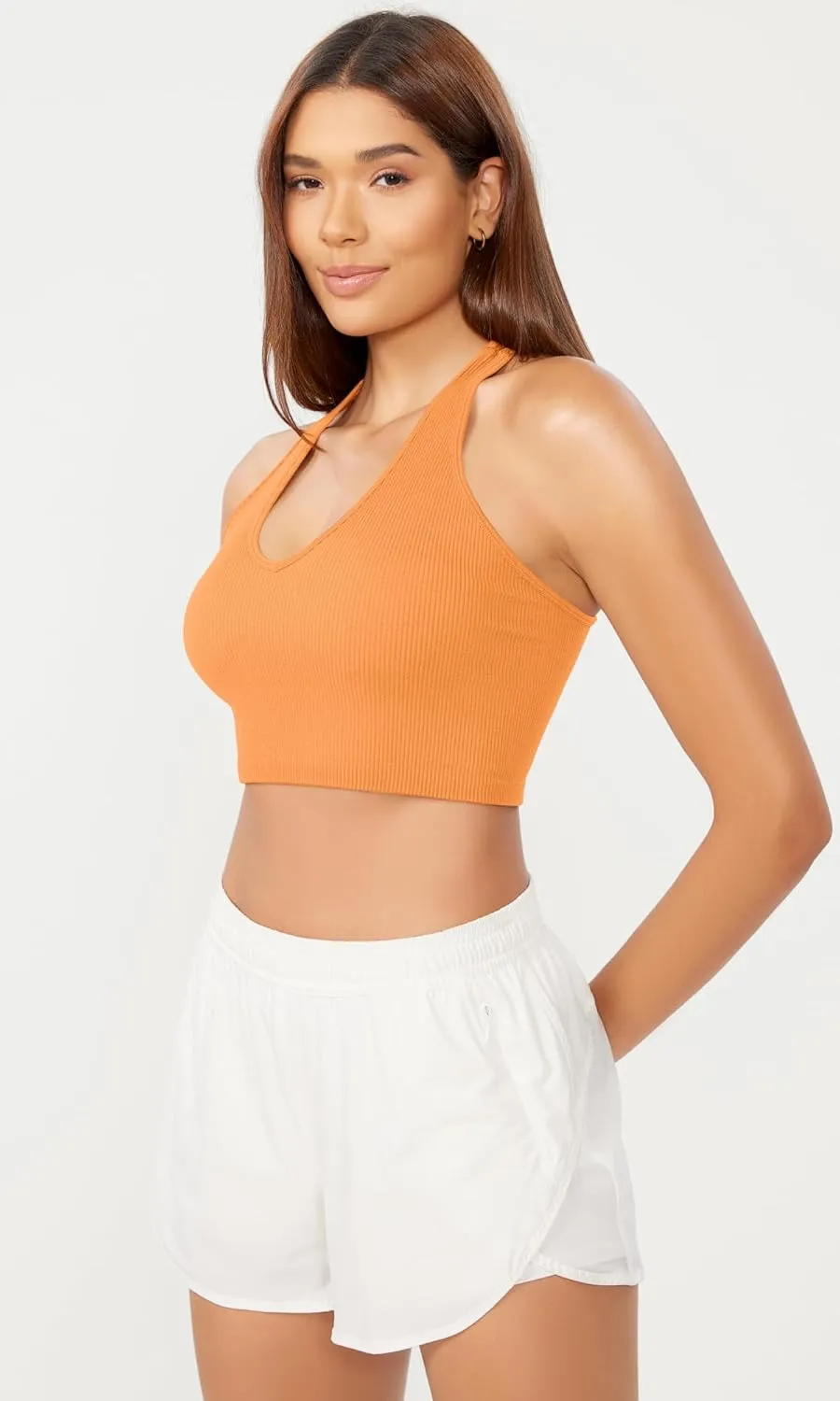 ODODOS 3-Pack Seamless Racerback Crop Tank for Women Ribbed Knit Soft Crop Tops