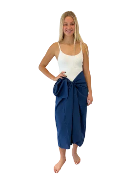 One World Lightweight Cotton Sarong Coverup - Navy - FINAL SALE