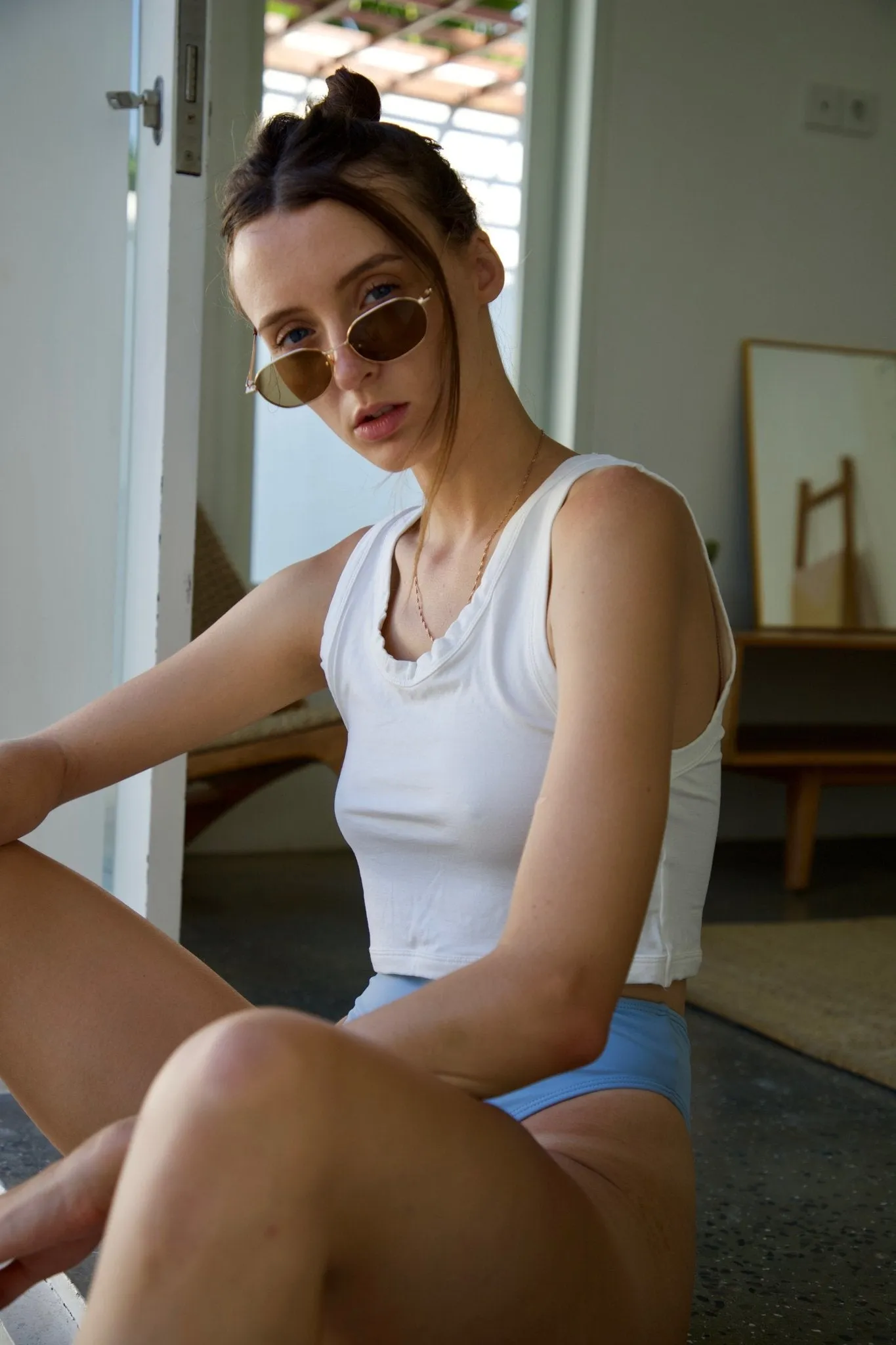 Organic Cotton White Crop Tank Top