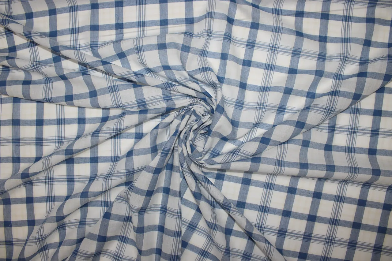 Plaid Cotton Lawn - Blue/Butter/White
