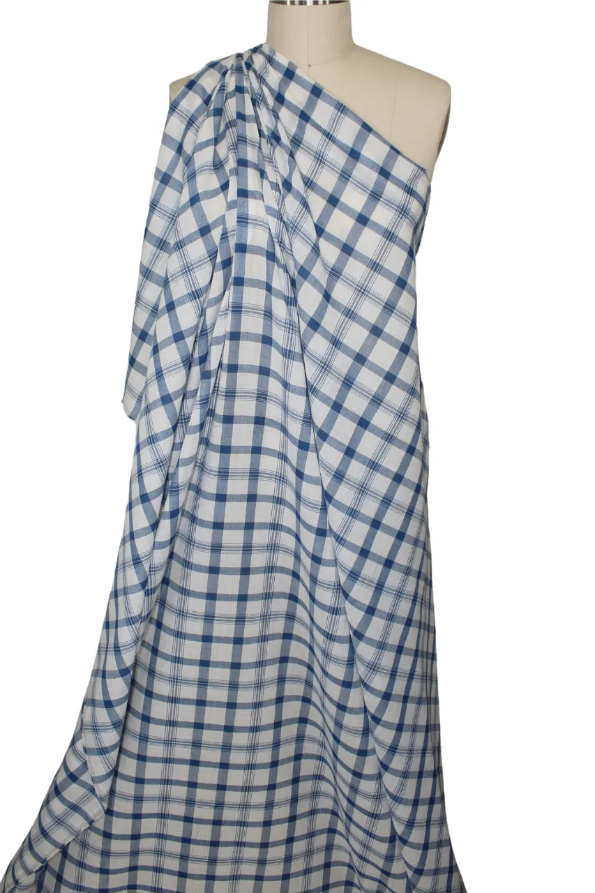 Plaid Cotton Lawn - Blue/Butter/White