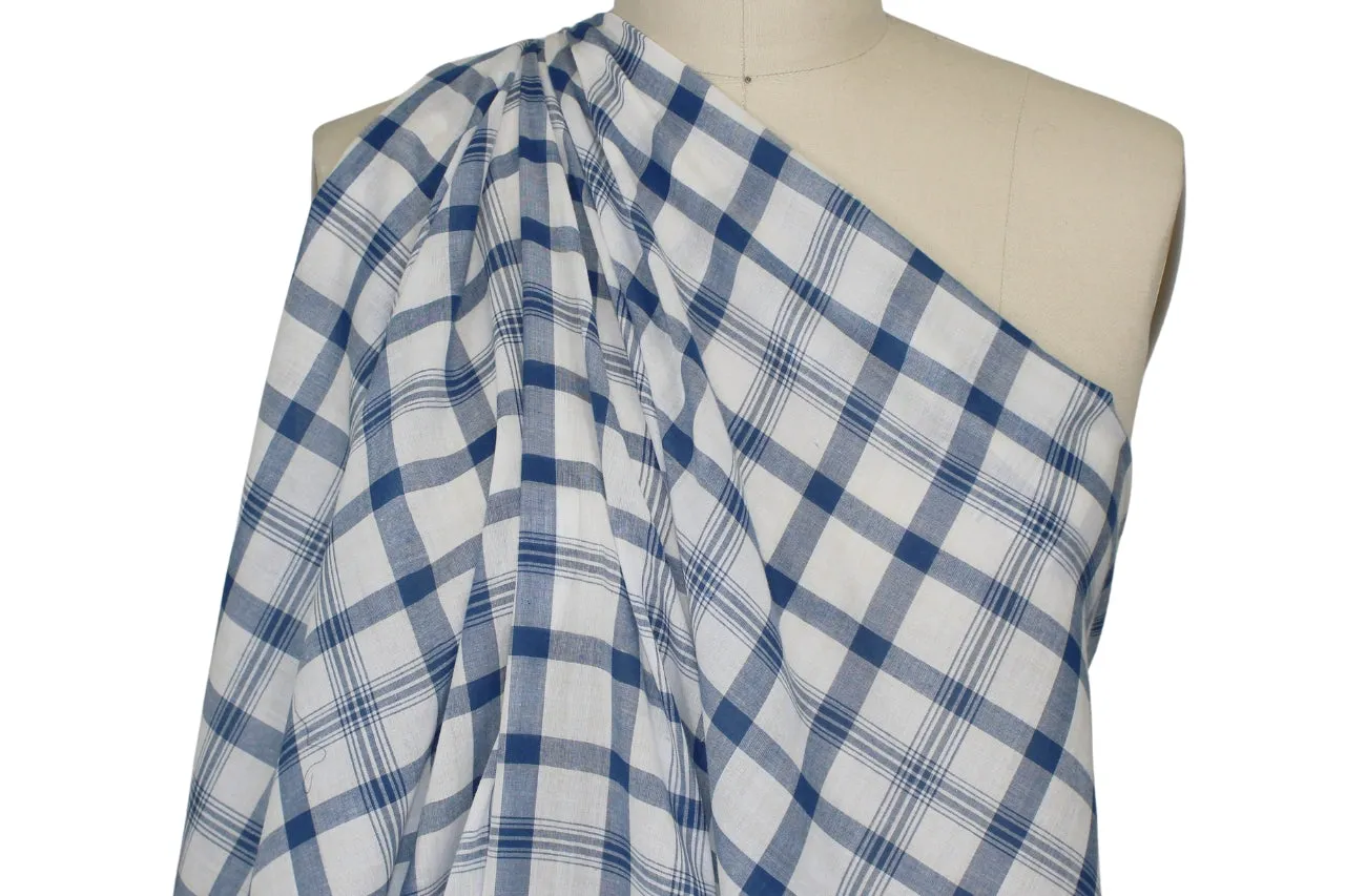 Plaid Cotton Lawn - Blue/Butter/White