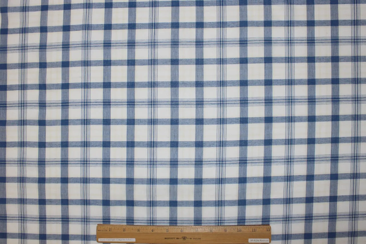 Plaid Cotton Lawn - Blue/Butter/White