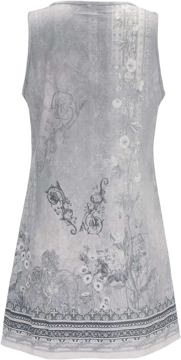 Plus Size Summer Dresses for Women Casual Floral Print Sundress Loose V Neck A Line Vacation Sun Dress Beach Dress