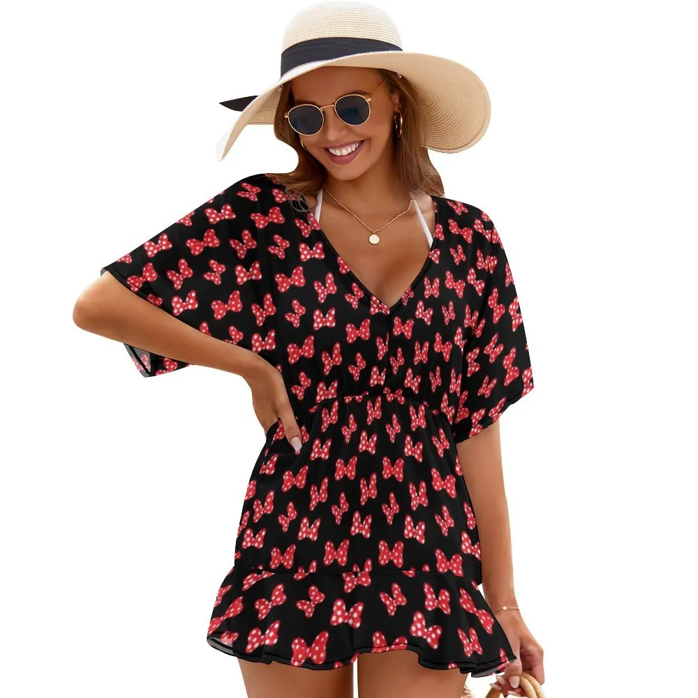 Polka Dot Bows Women's Swimsuit Coverup