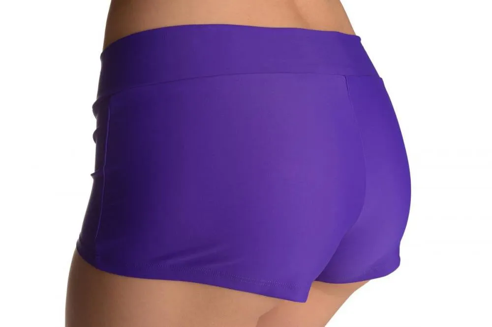 Purple Women's Stretchy Yoga Panty Shorts