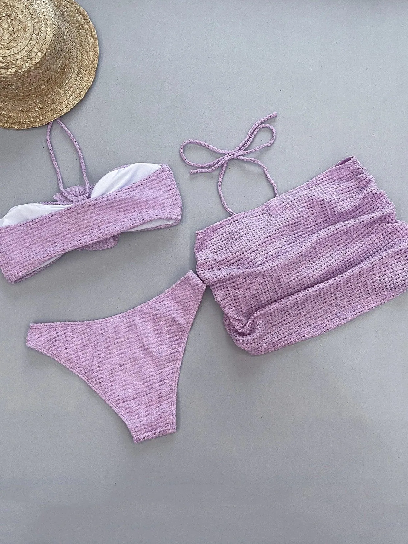 Sexy Crochet Mesh Three Piece swimsuit set