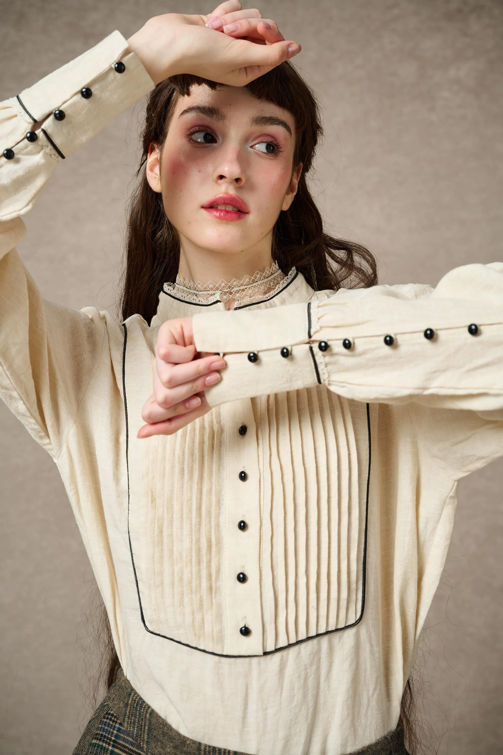 Sherry 24 |Pintucked linen blouse
