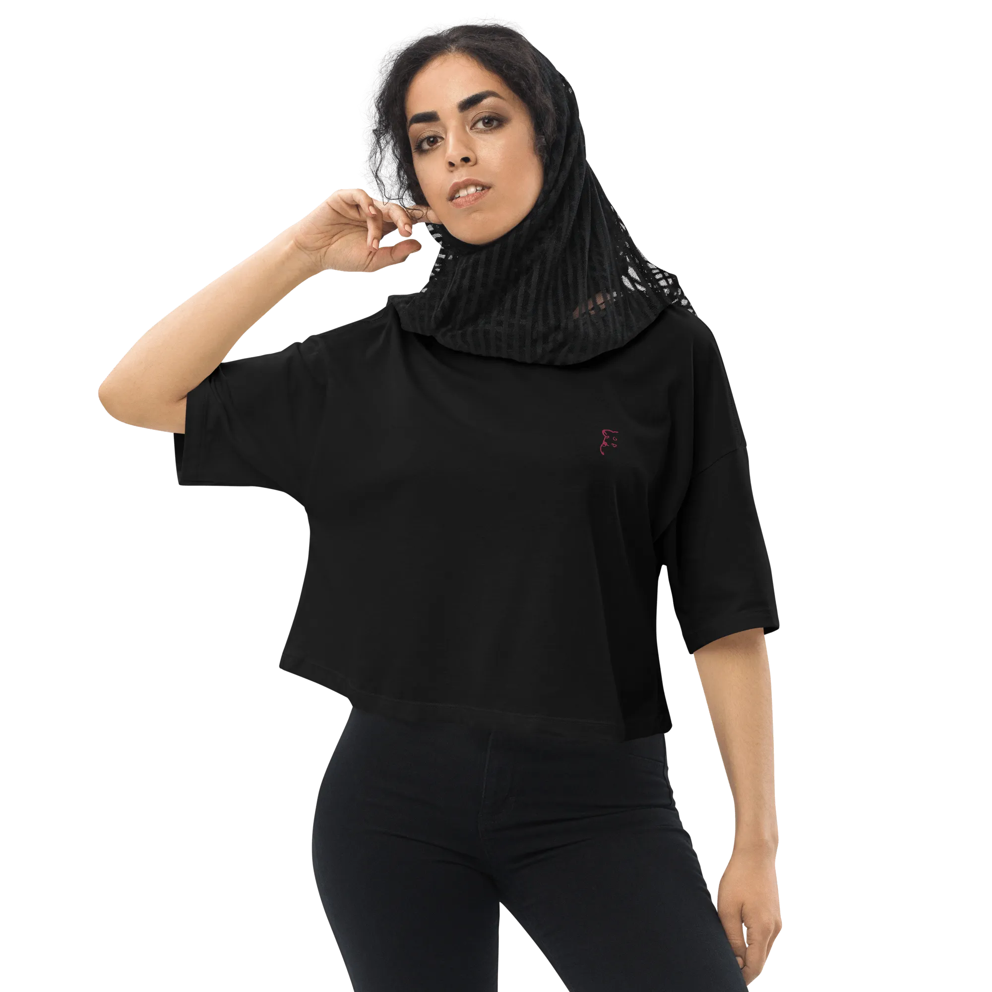 'Simply Barker' Loose Drop Shoulder Crop Top