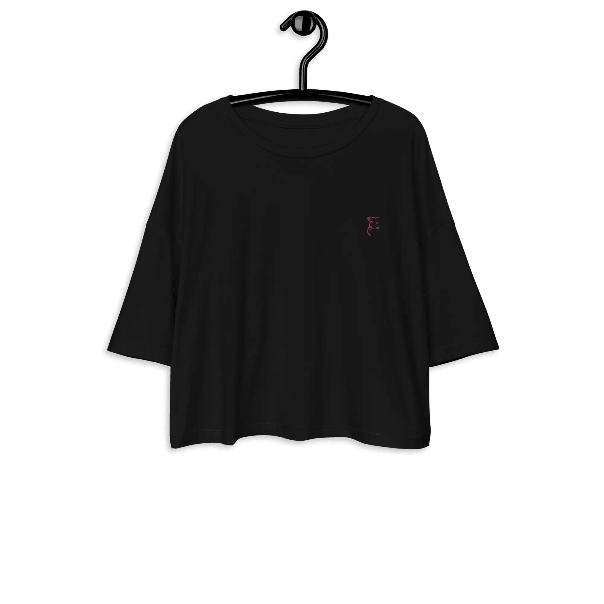 'Simply Barker' Loose Drop Shoulder Crop Top