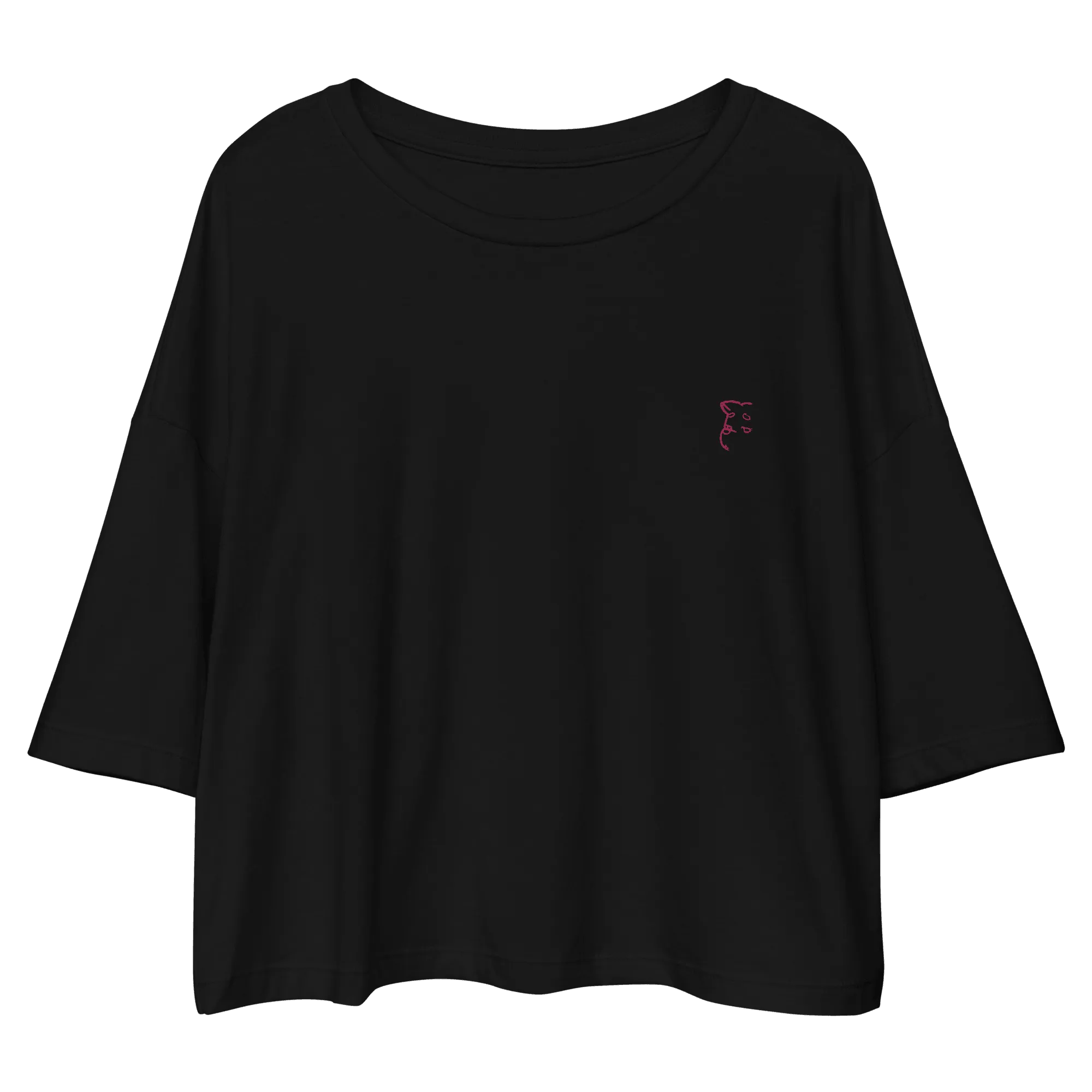 'Simply Barker' Loose Drop Shoulder Crop Top