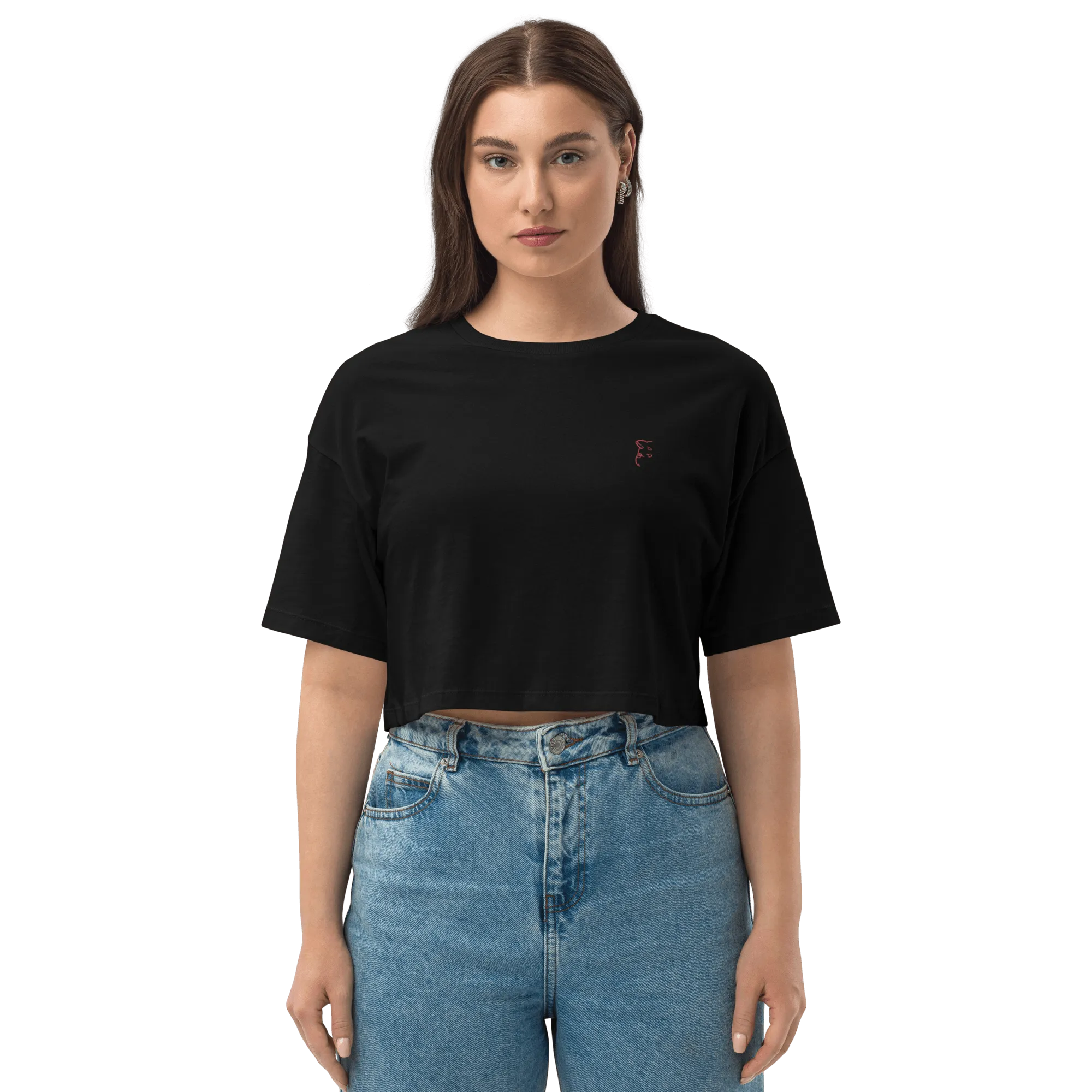 'Simply Barker' Loose Drop Shoulder Crop Top