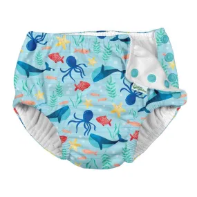 Snap Reusable Absorbent Swimsuit Diaper - Aqua Sea Celebration