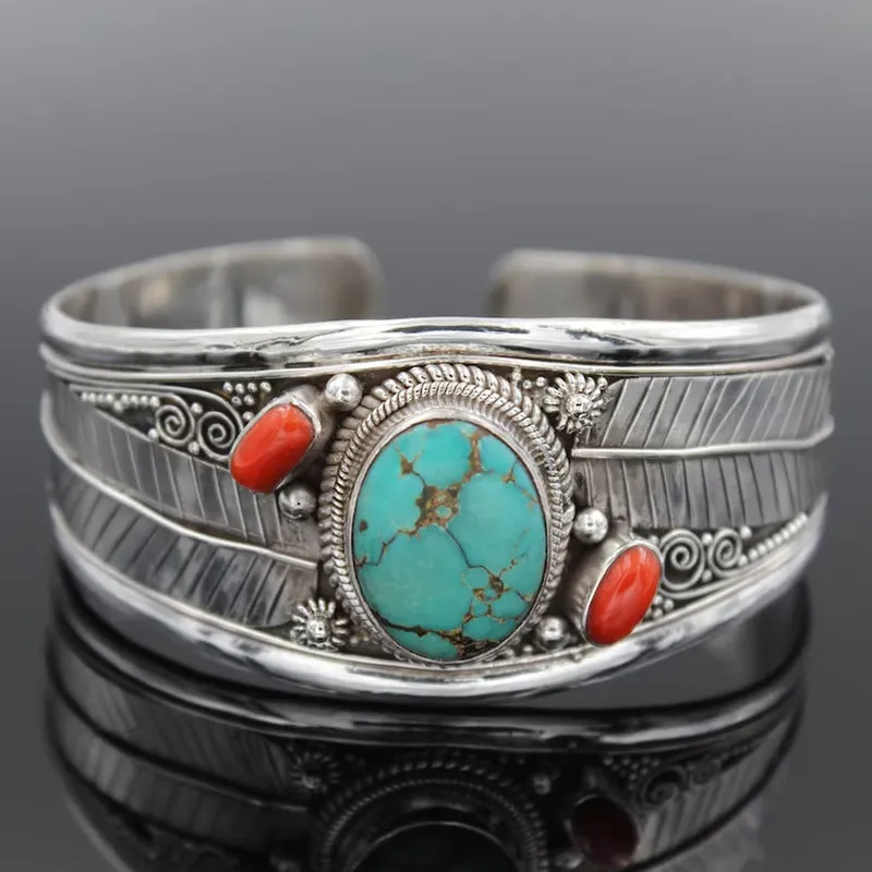 Southwestern Charm: Turquoise Open Bracelet
