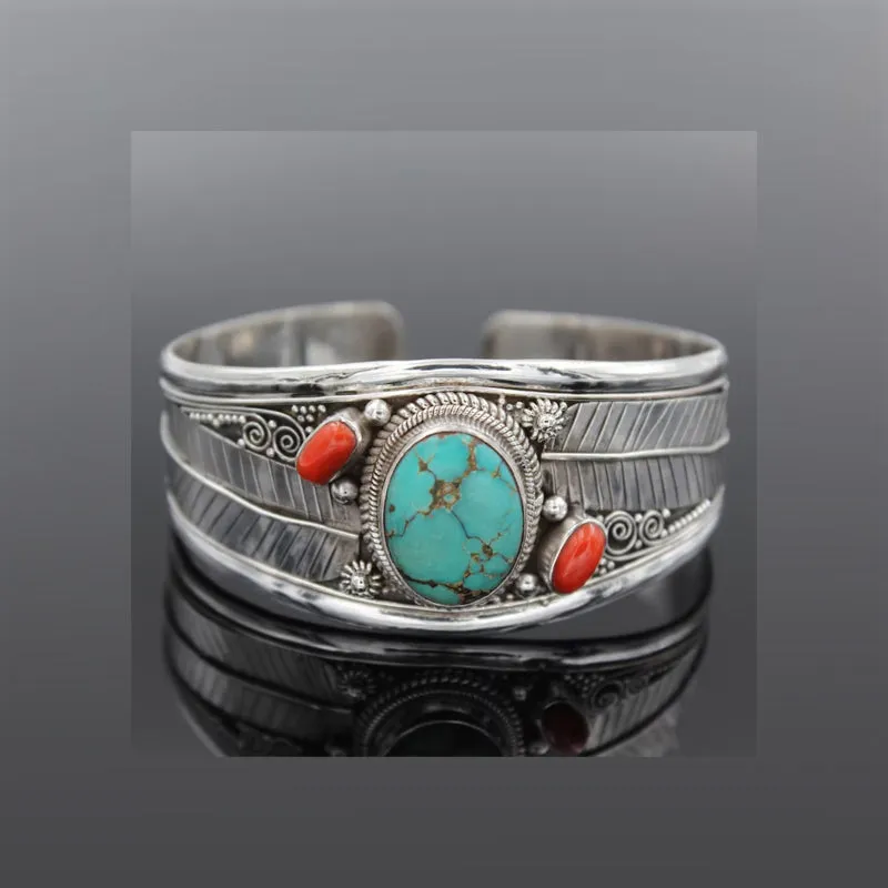 Southwestern Charm: Turquoise Open Bracelet