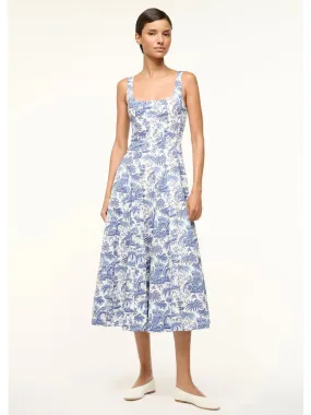 STAUD Wells Sleeveless Dress in Blue Toile