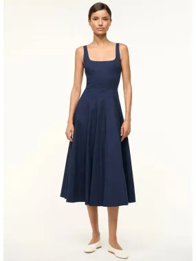 STAUD Wells Sleeveless Dress in Navy